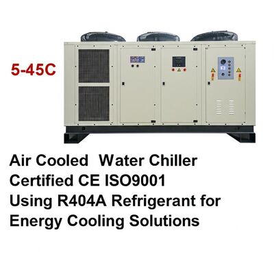 Intervalo de temperatura ambiente 5-45C Refrigerador de água arrefecido a ar Certificado CE ISO9001 Usando refrigerante R404A para soluções de arrefecimento energético
